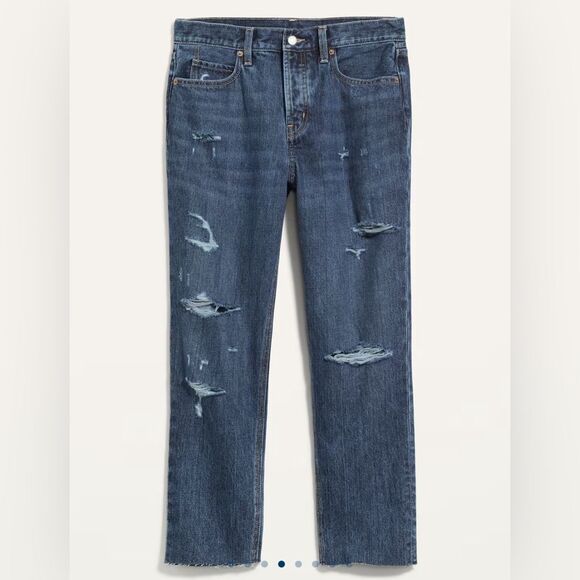 NWT Old Navy High-Waisted Button-Fly Slouchy Straight Secret-Slim Pockets Jeans - Picture 12 of 15